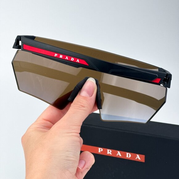 Prada Linea Rossa PS01YS 1BO02U BRAND NEW Sunglasses Matte Black Mirror Unisex - Picture 4 of 11